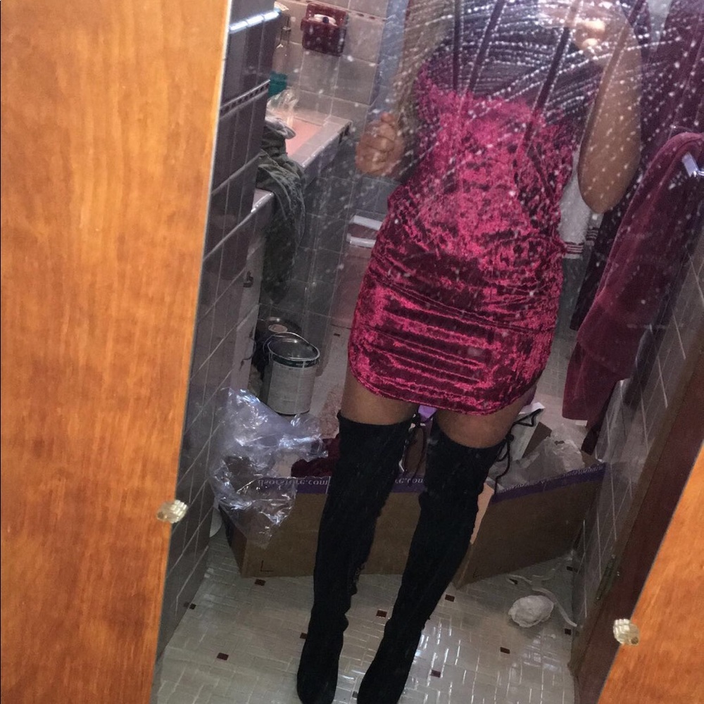 Windsor velvet red/maroon tunic dress